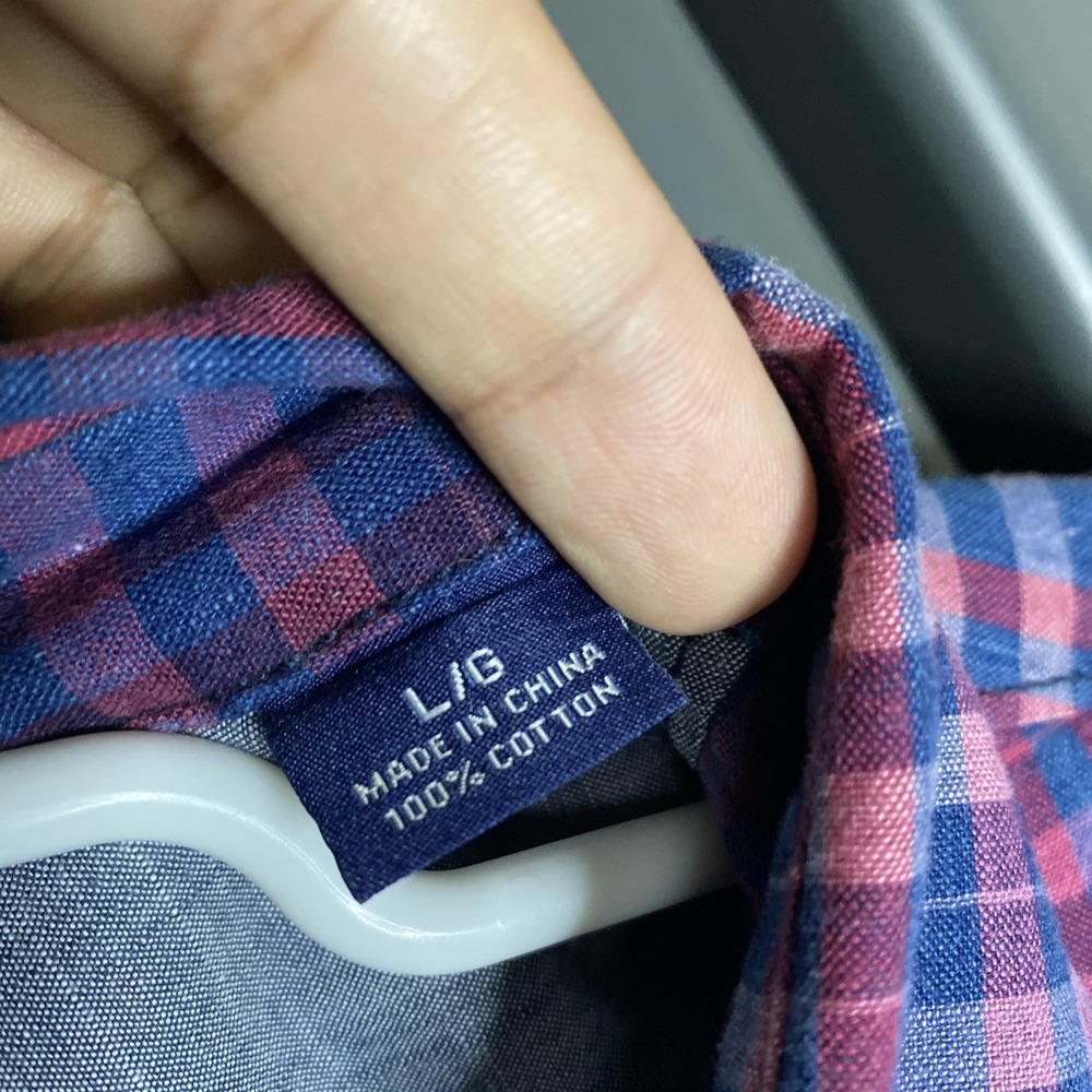 Tommy Bahama Men's Large Purple Plaid Long Sleeve‎ Button Front Shirt - Picture 6 of 7